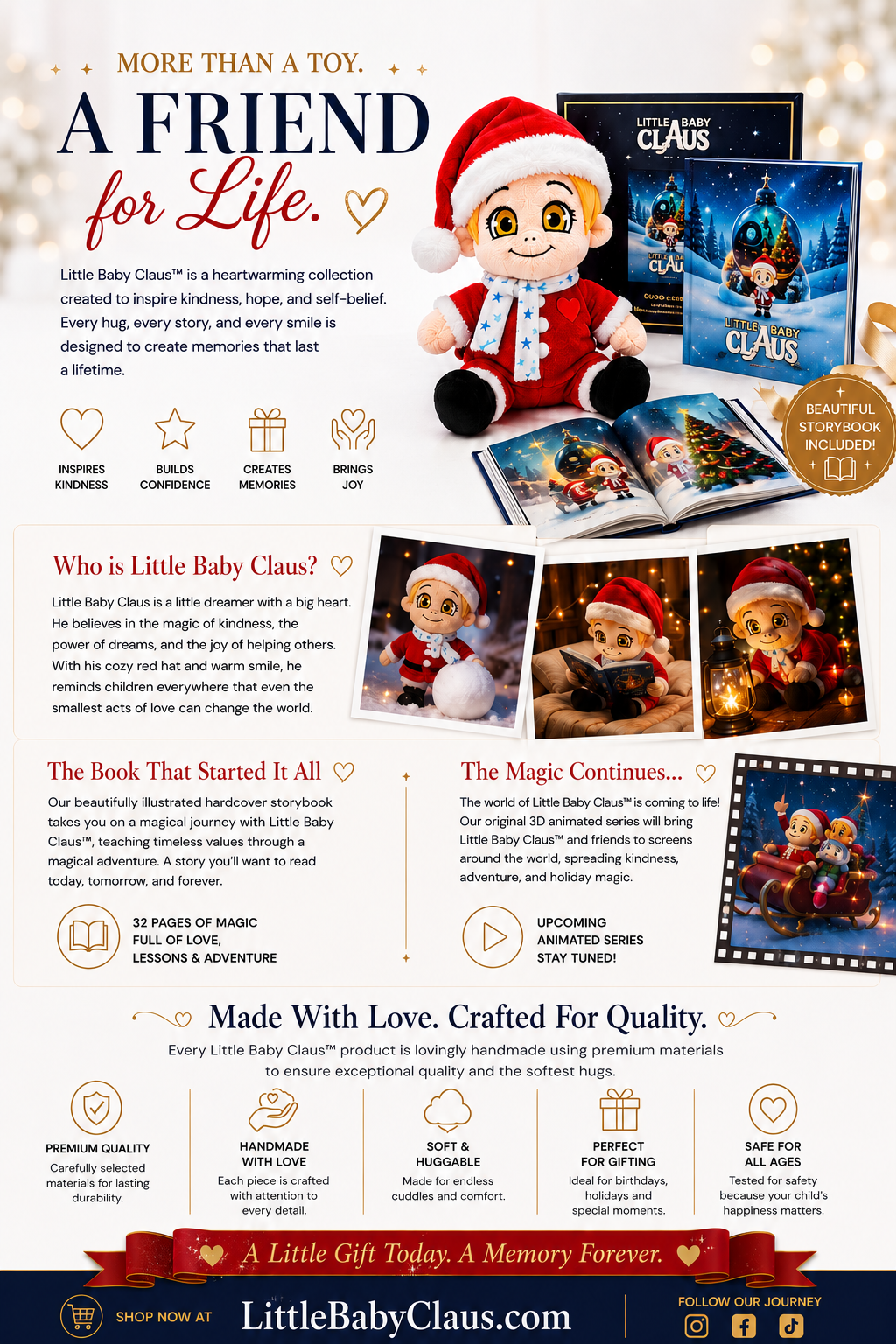 Little Baby Claus™ Storybook Gift Set – 20 cm Plush + Hardcover Book